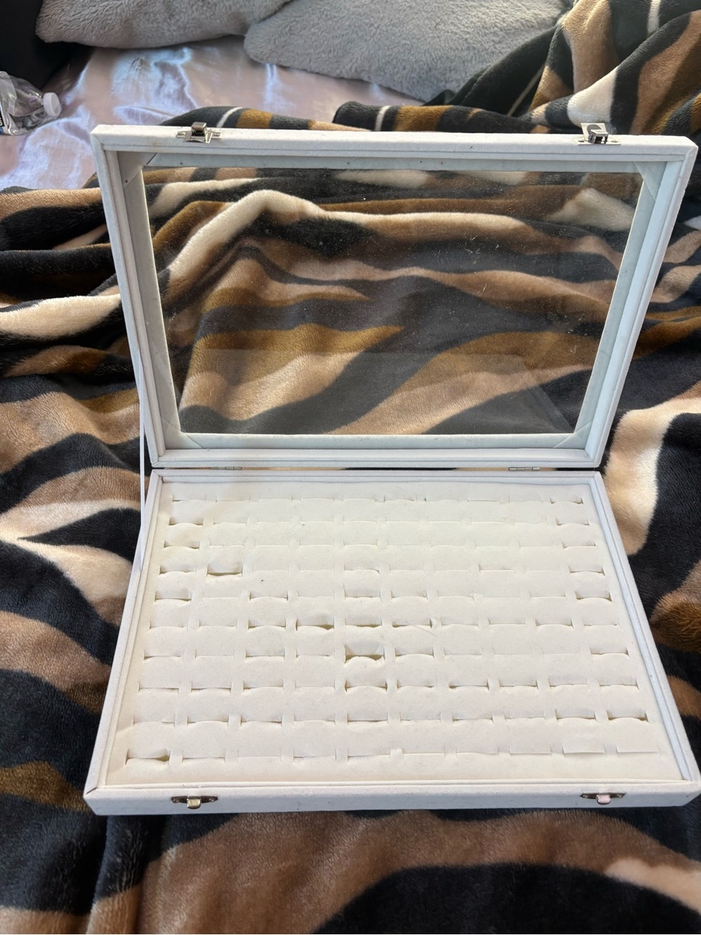 White Jewelry Display Case with Glass Top - Picture 2 of 3